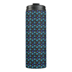 Floral pattern blue flowers thermal tumbler