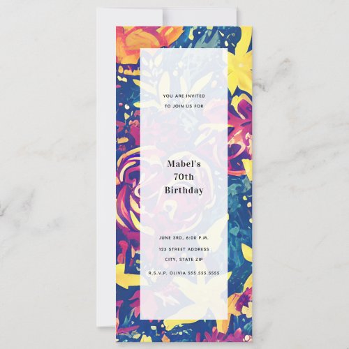 Floral Pattern Blue Generic All Purpose Party Invitation