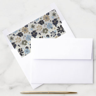 Floral Pattern Blue Outline Flowers Envelope Liner