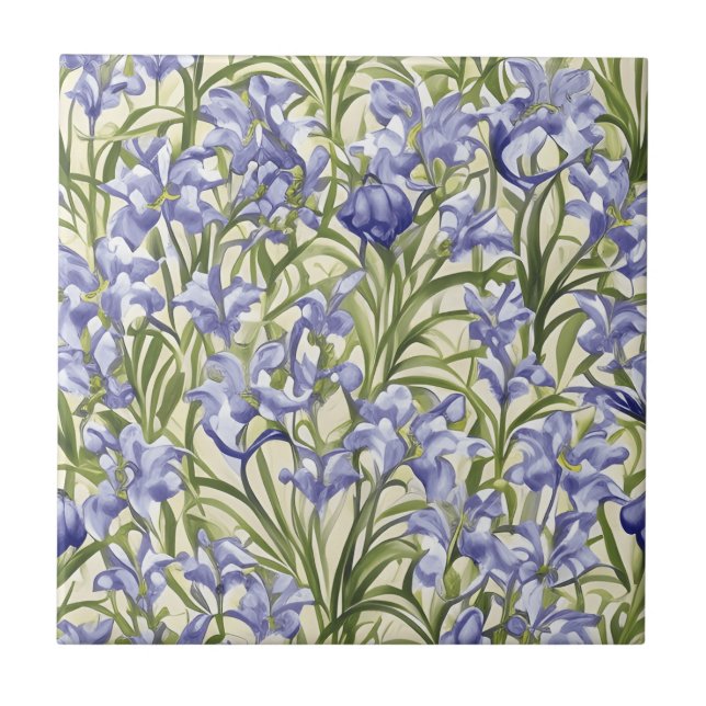 Floral Pattern Bluebell Flowers Ceramic Tile (Front)