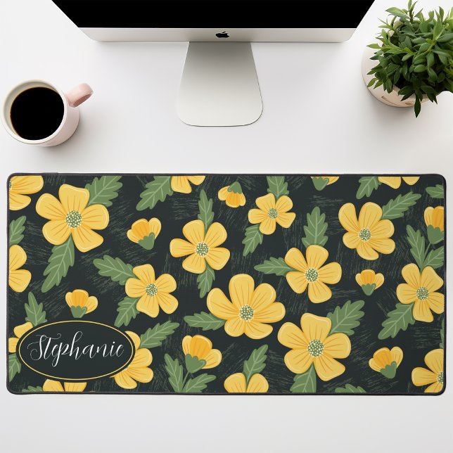 Floral Pattern Buttercup Flowers Personalized Desk Mat (Creator Uploaded)
