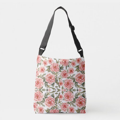 Floral Pattern Camellia Flowers Crossbody Bag