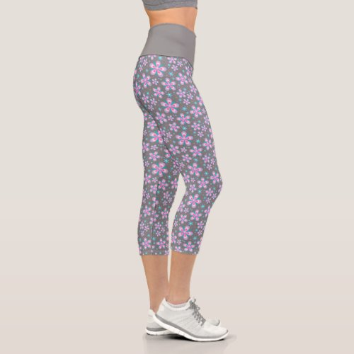 Floral Pattern Capri Leggings