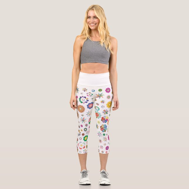 Floral Pattern Capri Leggings (Front)