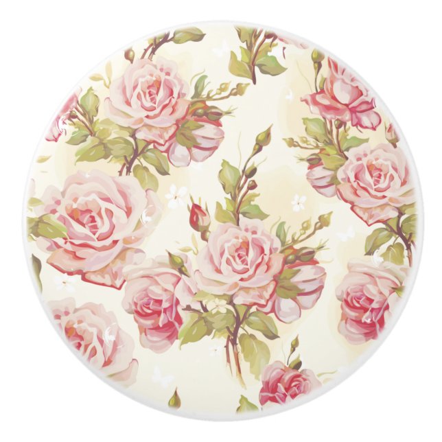Floral pattern ceramic knob (Front)