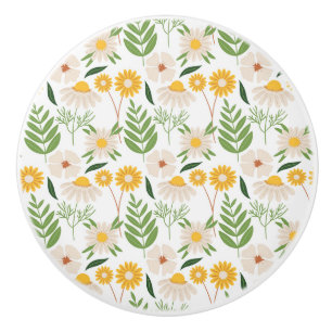 Floral Pattern Ceramic Knob