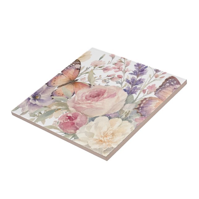 floral  pattern ceramic tile (Side)