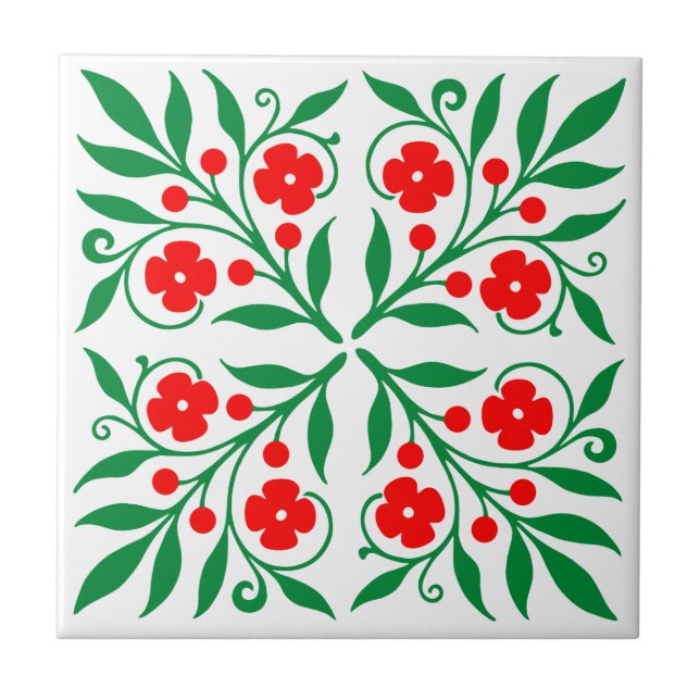 Floral pattern ceramic tile (Front)