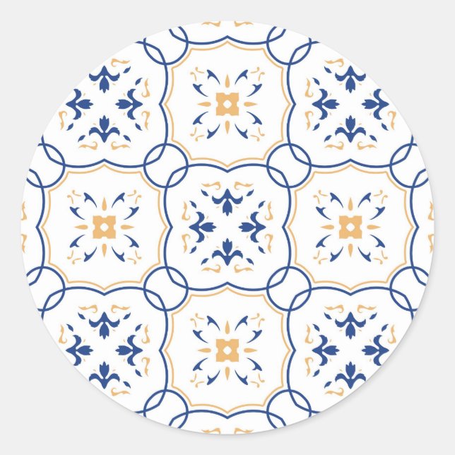Floral Pattern Classic Round Sticker (Front)