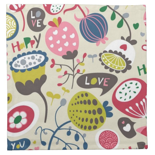 Floral Pattern Cloth Napkin (Front)