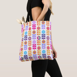 Floral Pattern Colorful Retro Tote Bag