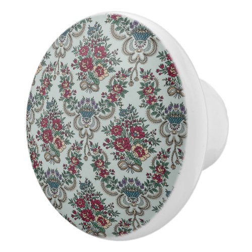 Floral Pattern Colorful Trendy Flowers and Leaves  Ceramic Knob