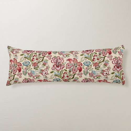 Floral Pattern Colorful Trendy Flowers Pink Green  Body Pillow