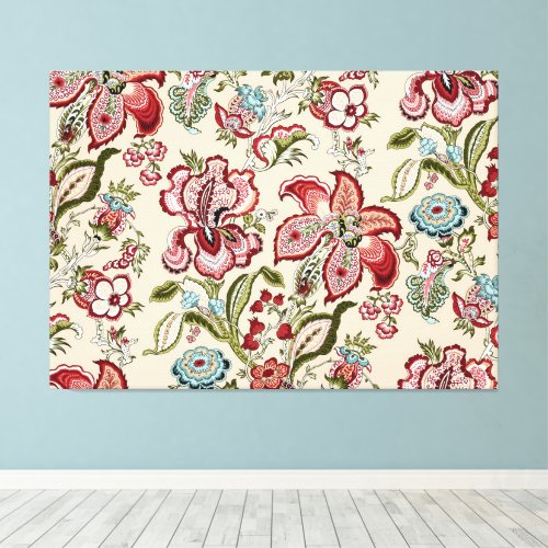 Floral Pattern Colorful Trendy Flowers Pink Green  Canvas Print