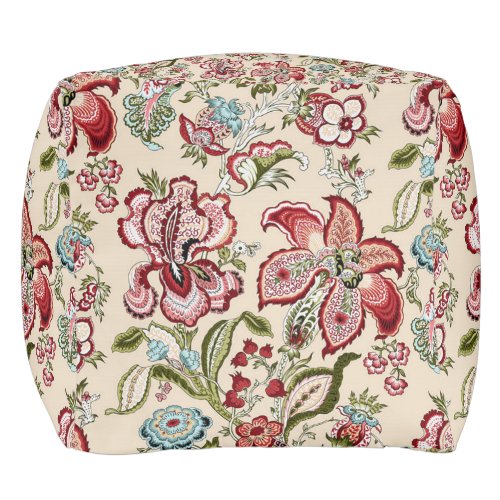 Floral Pattern Colorful Trendy Flowers Pink Green  Pouf