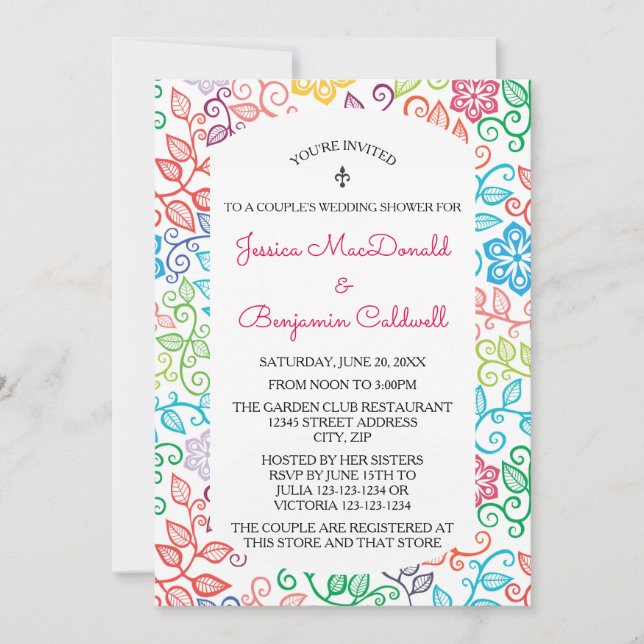 Floral Pattern -Couple's Wedding Shower Invitation (Front)