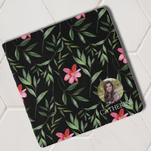 Floral Pattern Custom Marble Stone Trivet