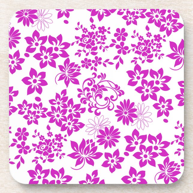 Floral pattern D02.pink.b Beverage Coaster (Front)
