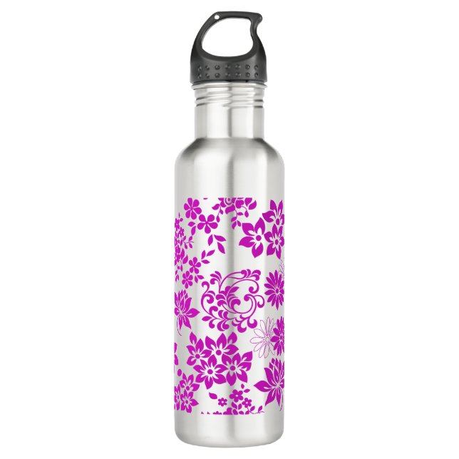 Floral pattern D02.pink.b Stainless Steel Water Bottle (Front)