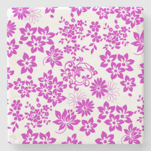 Floral pattern D02.pink.b Stone Coaster