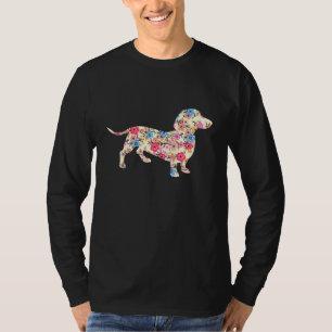 Floral Pattern Dachshund T-Shirt