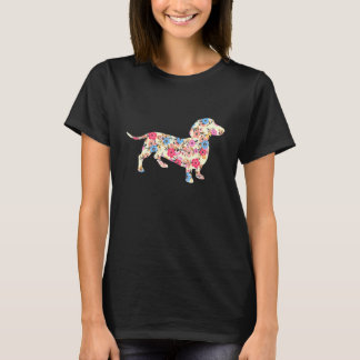Floral Pattern Dachshund T-Shirt