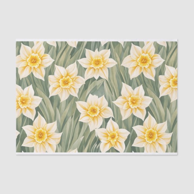 Floral Pattern Daffodil Flowers Tissue Paper (Front)