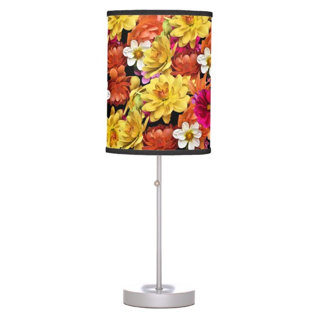 Floral Pattern Dahlia Flowers Table Lamp