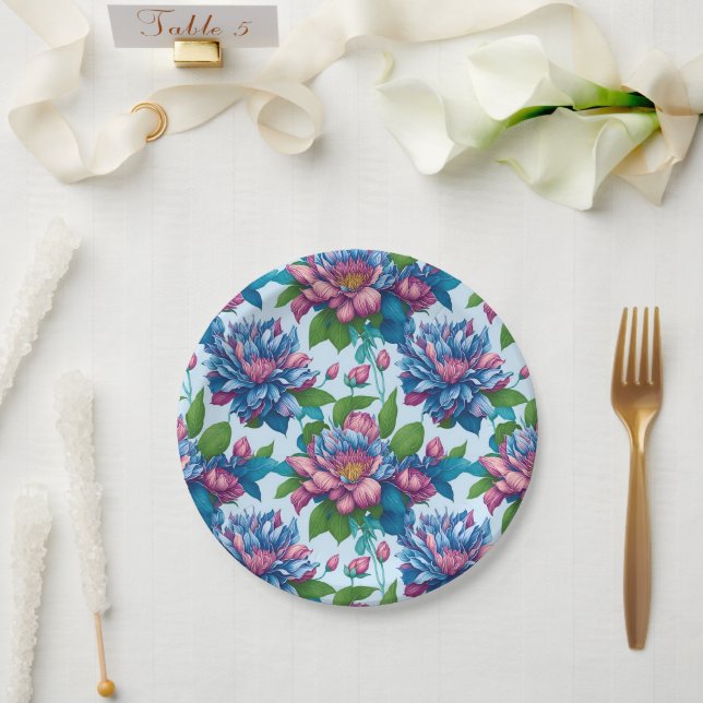 Floral pattern: Dahlia magic - Paper Plates (Wedding)