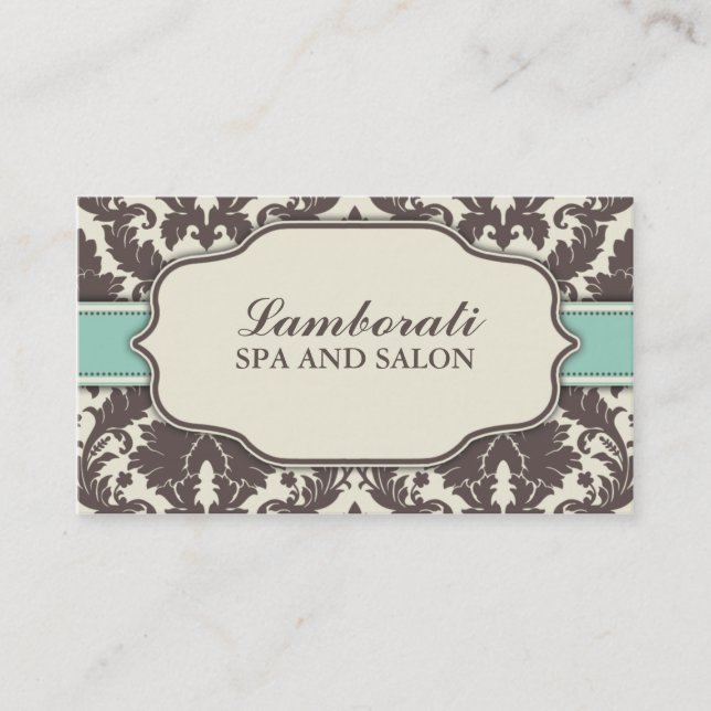Floral Pattern Damask Elegant Classy Modern Retro Business Card (Front)