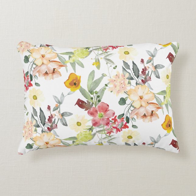 Floral Pattern Design Accent Pillow (Front)
