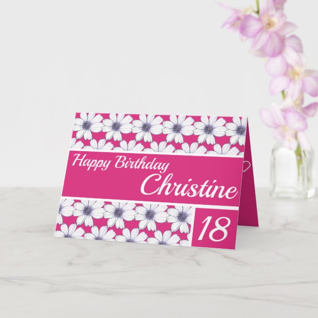 Floral pattern design Fuscia Pink Birthday Card (Orchid)