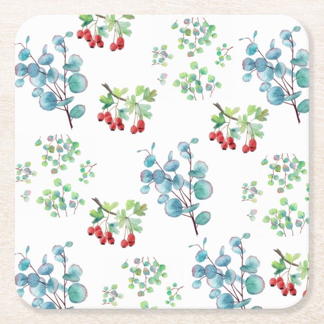 Floral Pattern Design Paper Coasters (Front)
