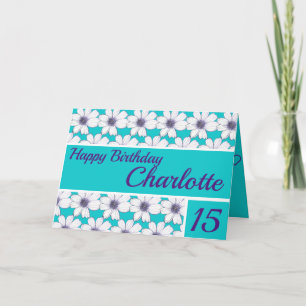 Floral pattern design Teal Birthday Card