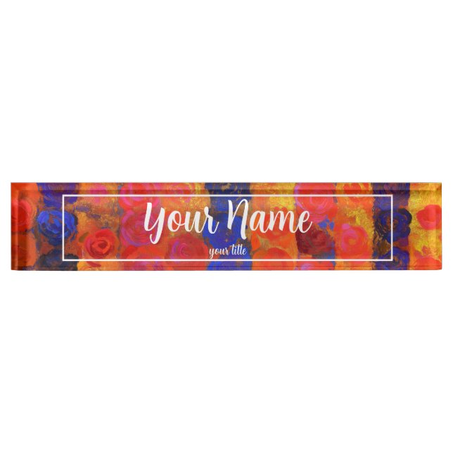 Floral pattern  desk name plate (Front)