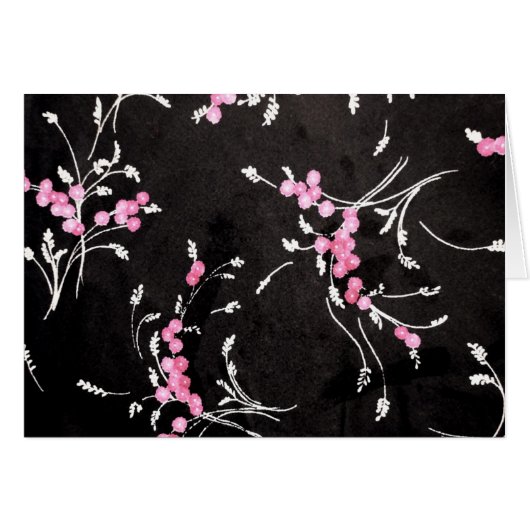 Floral Pattern Digital Art in Black and Pink Cards (Front Horizontal)