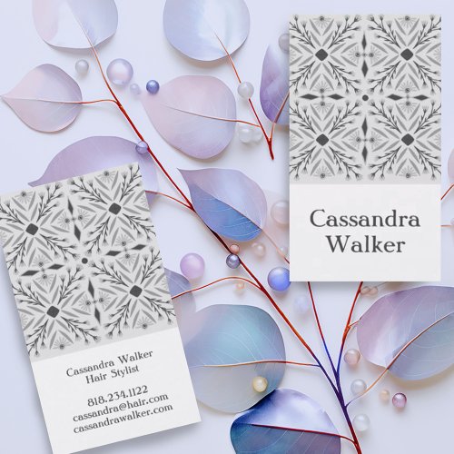 Floral Pattern Dolores Tiles Grey Business Card