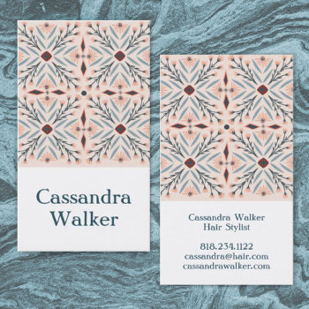Floral Pattern Dolores Tiles Pink Business Card by ShoshannahScribbles at Zazzle