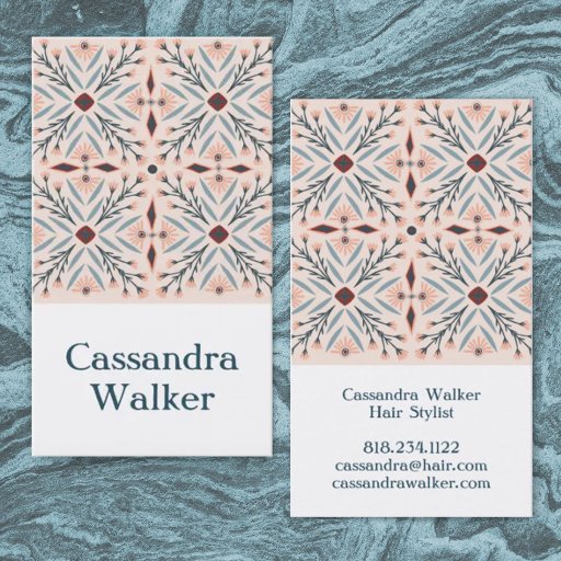 Customizable Floral Pattern Dolores Tiles Pink Business Card