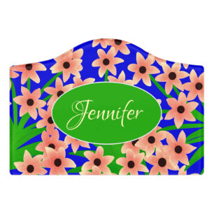 Floral pattern door sign