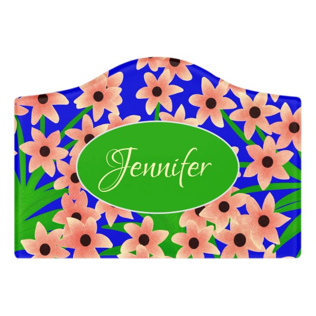Floral pattern door sign (Small Crest Front)