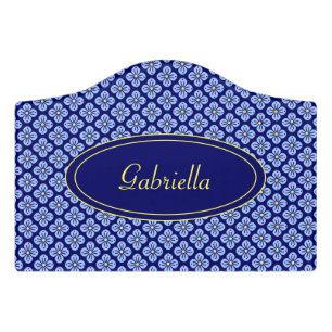 Floral pattern door sign