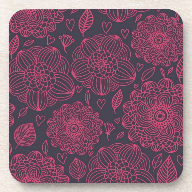 Floral Pattern Drink Coaster (Front)