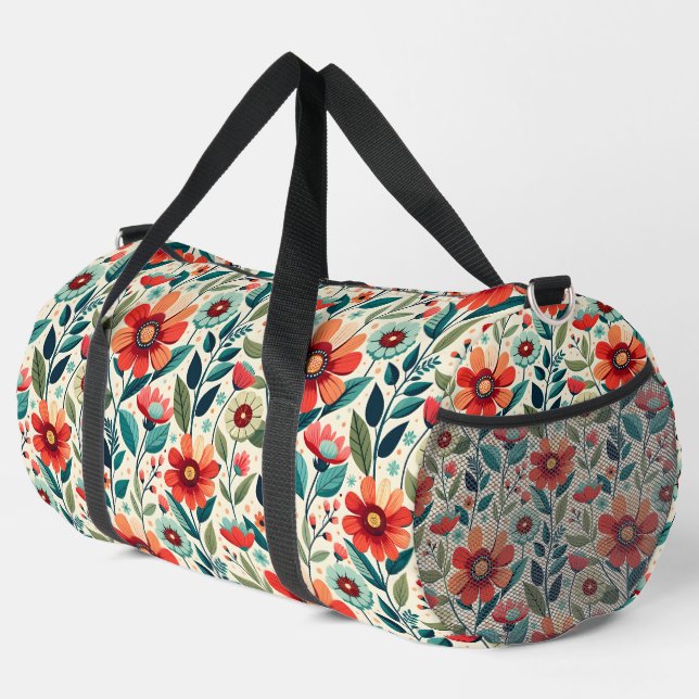 Floral Pattern Duffle Bag (Right Corner)