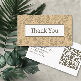 Floral Pattern Elegant Botanical Order Thank You Business Card