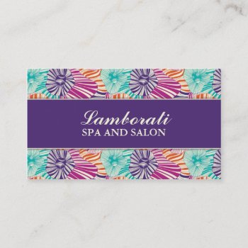Floral Pattern Elegant Hairdresser Salon Groupon Business Card by Lamborati at Zazzle