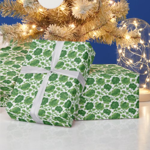 Floral Pattern | Emerald Peony Vine Wrapping Paper