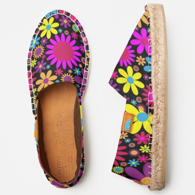 Floral Pattern Espadrilles Ubuntu Comfy Shoes (Side)