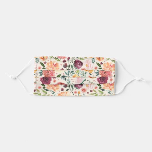 Floral Pattern Face Mask, Woman Adult Cloth Face Mask (Front, Folded)
