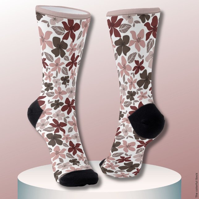 Floral Pattern Fall Colors Text and Name Socks (Creator Uploaded)